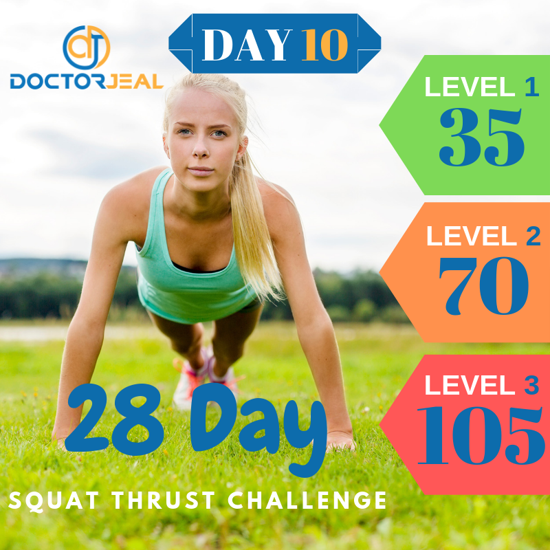 28 Day Squat Thrust Challenge Targets Day 10