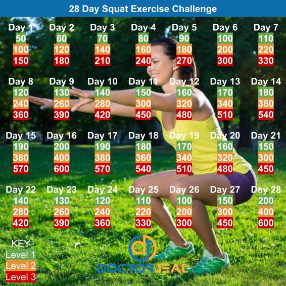 28 Day Squat Exercise Challenge - Female - DoctorJeal (2)